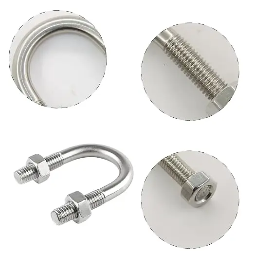 1Pcs Round U-Bolts M6/M8 304 Stainless Steel U-Type Bolts with Nuts U-shaped Pipe Clamp Nut Combination