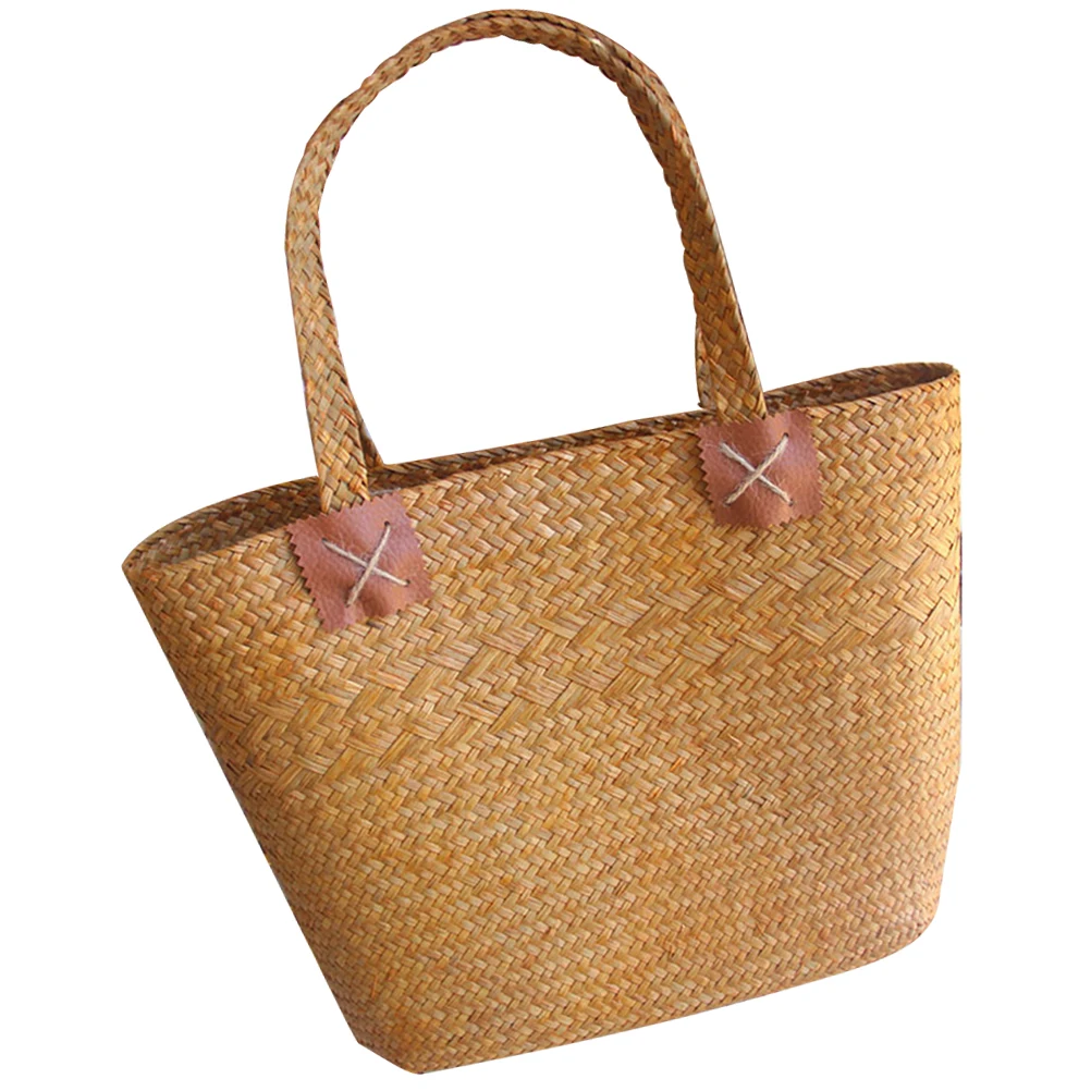 

Seaweed Woven Bag Basket Planter Hand Decorative Storage Beach Straw Flower Basket Crafts Large Capacity Summer Handbag Women