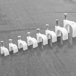 100 pz 4/5/6/7/8/9/10/12mm cerchio Clip per unghie morsetto di gestione del filo bianco fissaggio rotondo chiodo in acciaio appeso a parete Clip per cavi