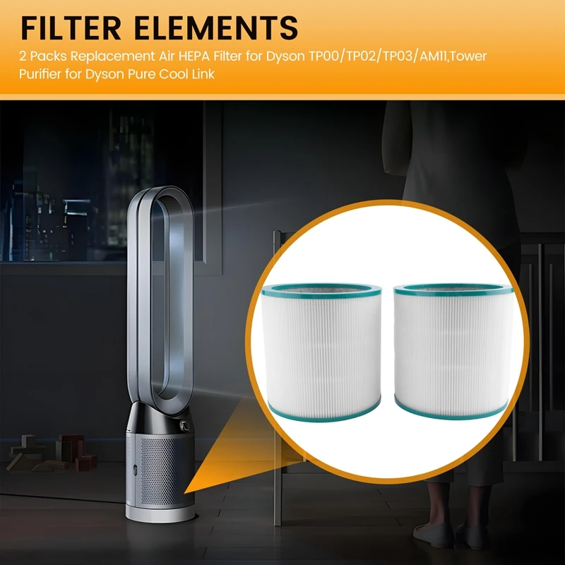 X17A 2025 NEW-2 عبوة من فلتر HEPA للهواء البديل لـ Dyson TP00/TP02/TP03/AM11، منقي الطاقة لـ Dyson Pure Cool Link