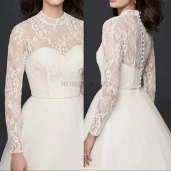 Lace Wedding Jacket Long Sleeves Bride Top High Neck Customized