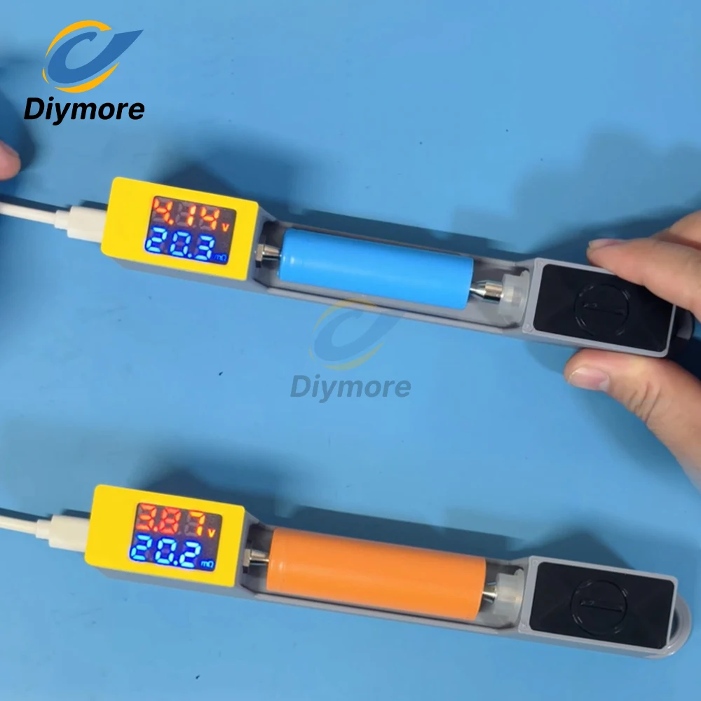 18650/21700 Batterietester, spezieller Batteriespannungs- und Innenwiderstandstester, DIY-Kit, rotes und blaues Display, mit Gehäuse