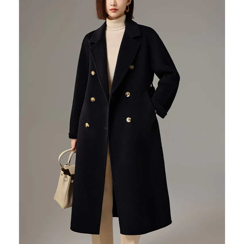 Double-sided cashmere coat women's long thickened high-end woolen coat high-end autumn and winter new