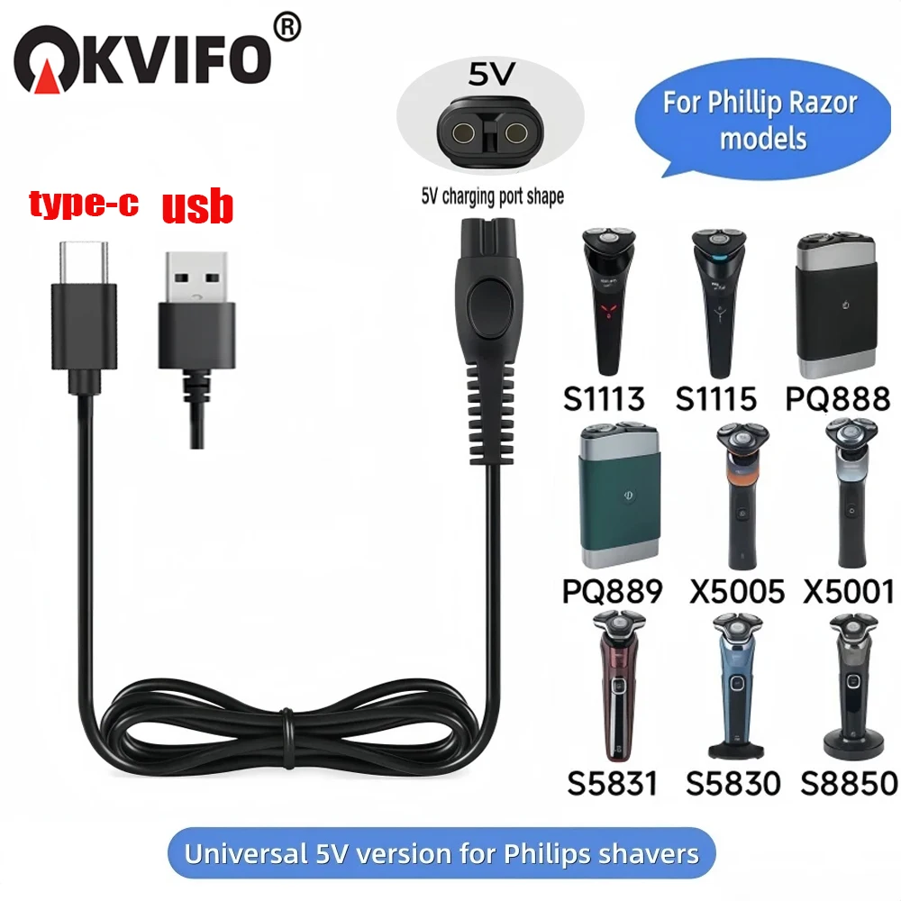1 PCS USB/ TYPE-C Charger For Philips Norelco Shaver MG9520/50 MG7910/49 MG5910/49 PQ888 S1112 S1118 QP2724/90 QP2834/70 X5000