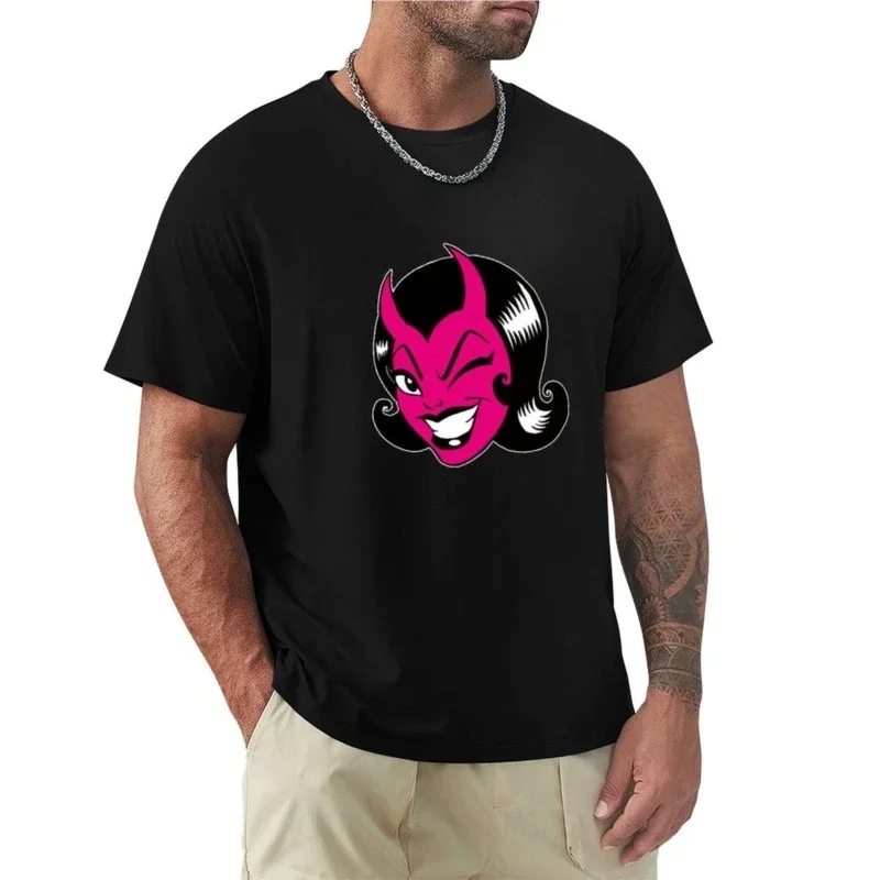 Winking Devil Girl T-Shirt anime funnys quick drying plain black t shirts men