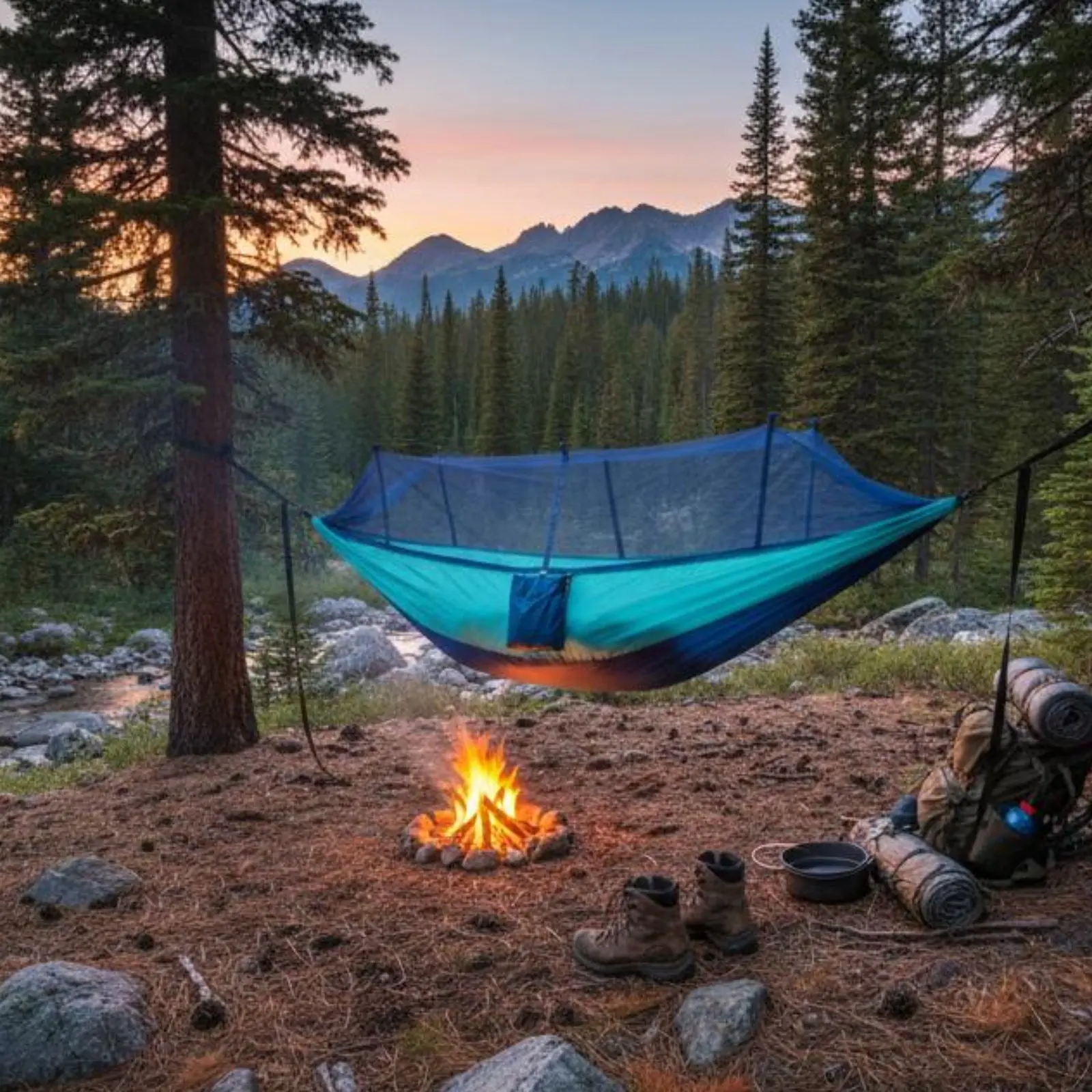 

Portable Swinging Bed with Net Spacious Outdoor Gear for Backpacking