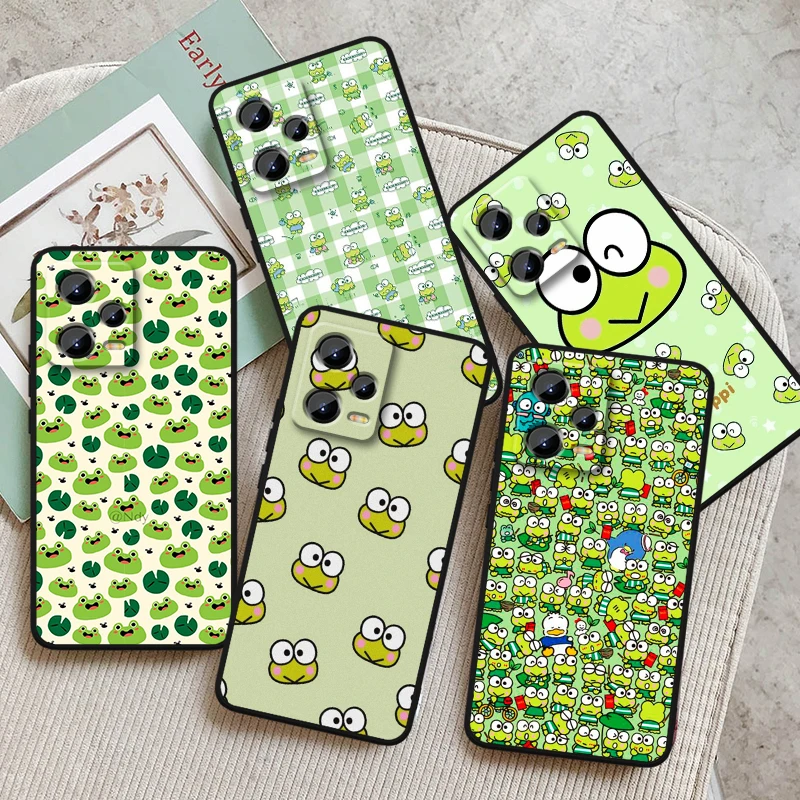 Sanrio Keroppi Hasunoue For Xiaomi Redmi Note 13 12R 12 12S Turbo 11 11T 11S 10 10S Pro Plus 5G Black Back Phone Case