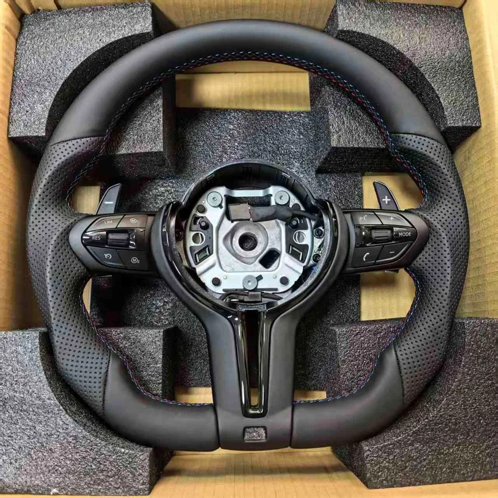 M Series Leather Steering Wheel For BMW M3 M5 F20 F22 F23 F30 F33 F34 X1 F48 X5 F15 X3 F25 F80 E90 E70 E84 With Paddles