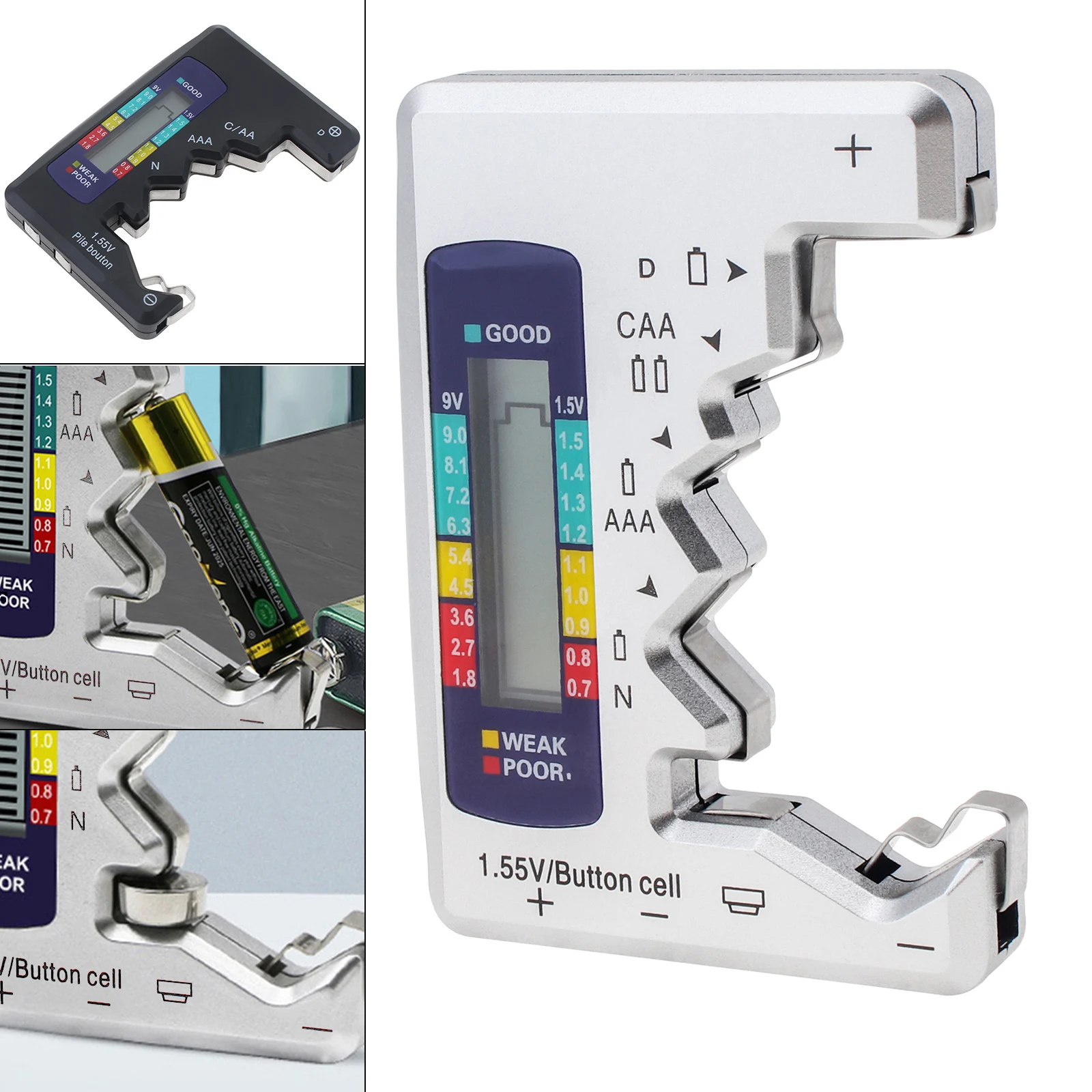 

Portable Digital Battery Tester Display for D N AA AAA 9V 1.5V Button Cell Capacity Check Detector Voltage Capacity Test Tool