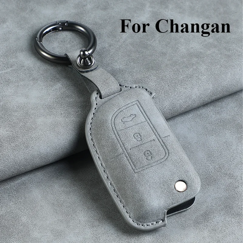 

Leather Car Key Cover Car Key Case For Changan CS75 Eado CS35 Raeton CS15 V3 V5 V7 Car Key Case Protective Cover Shell Keychain