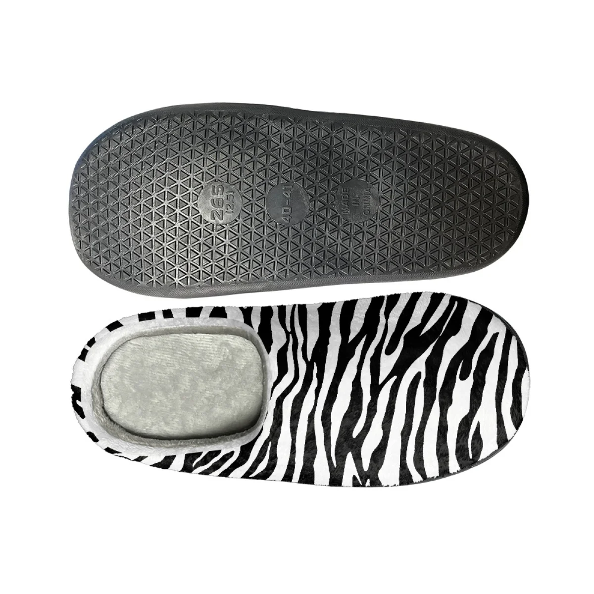 Casual Flats Indoor Couple Slippers Zebra Print Casual Women Warm Cotton Slippers Comfortable Non-slip Men's Slides Dropshipping
