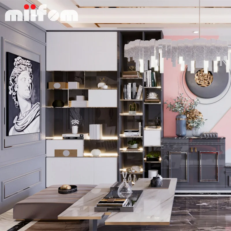 custom.Advanced Fashion High Quality Aluminum Frame  Storage Display Cabinet with Atmosphere Lighting