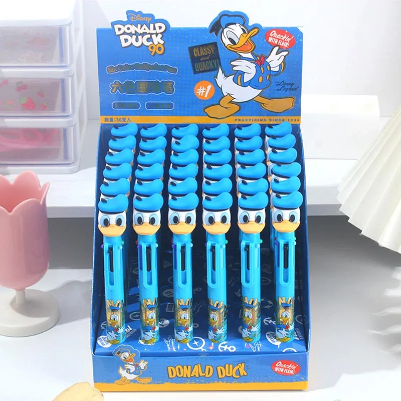 

6/24pcs Disney Duck 6 цветов Gel Pen Creative Press Ball Pens рекламные школьные принадлежности