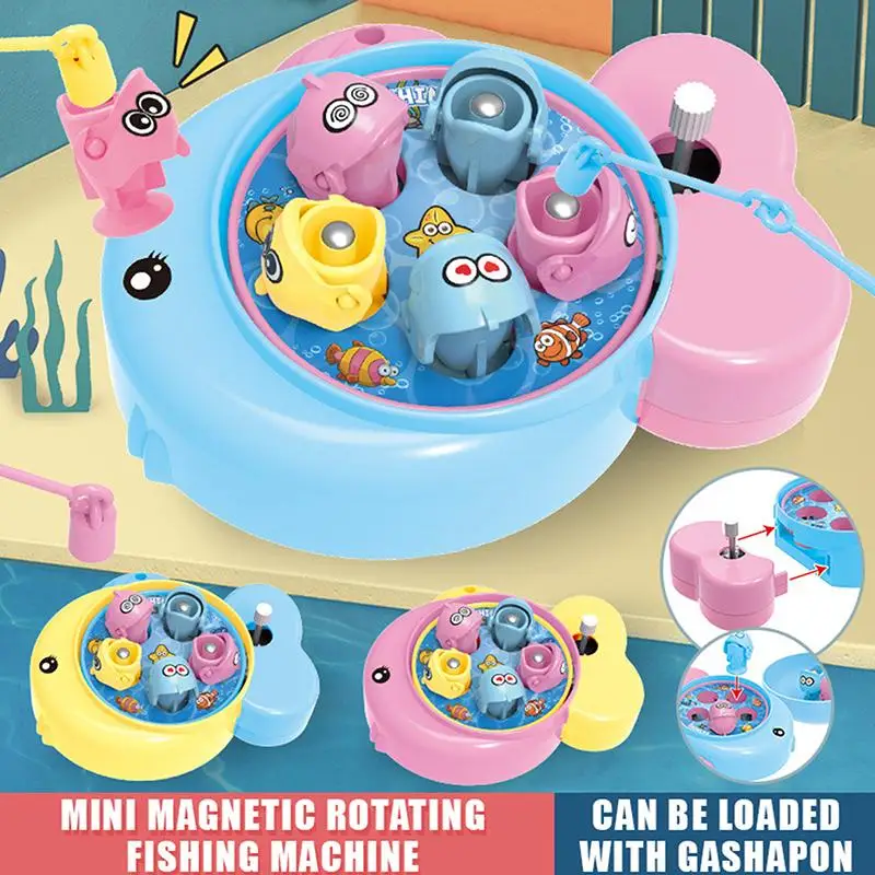 Mini Magnetic Rotating Fishing Toy Gashapon Function Screen-free Fun Play for Kids Toddlers Family Daily Gifts