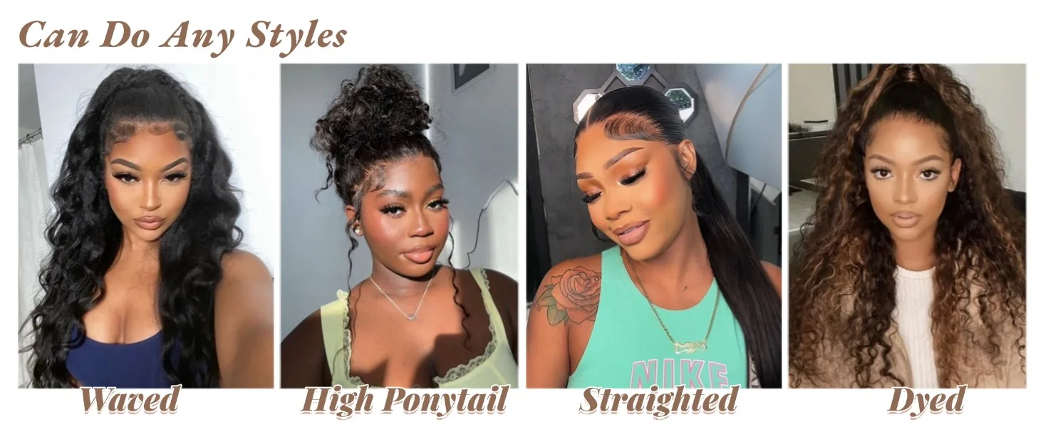 Smilegirl 230% Density Invisible Strap Deep Curly Wave 360 Full HD Glueless Wig 32 Inch Front Human Hair Wig Frontal Wig Wear and Go Daily Party Use