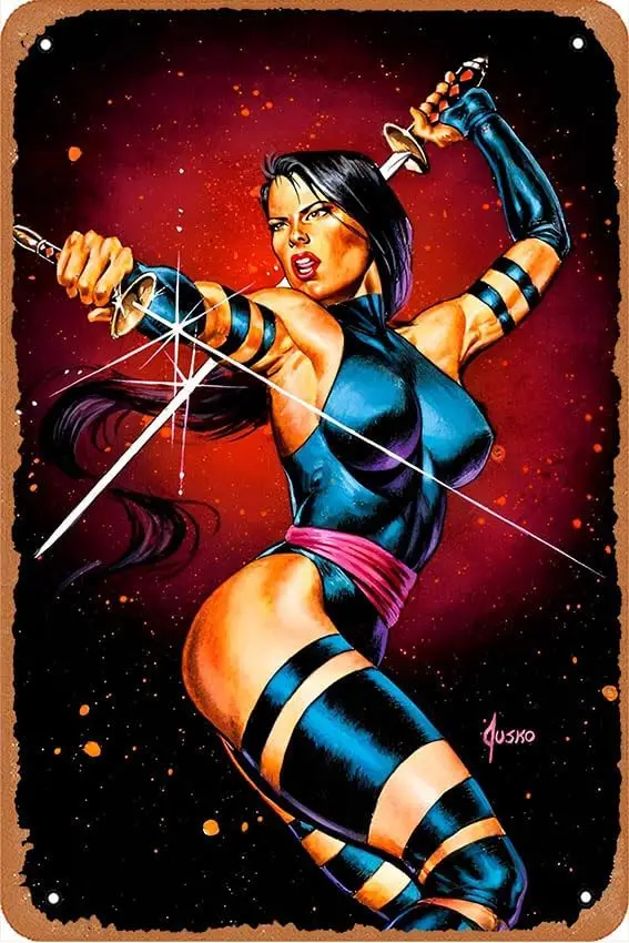 Vintage Metal Tin Sign Retro Metal Sign Psylocke X-Men Masterpiece Poster Home Bar Pub Garage Decor Gifts Home Wall Art Decorati