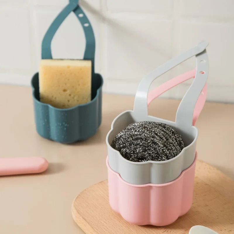 Faucet Mounted Sponge Drain Basket Kitchen Sink Sponge Brush Storage Rack Plastic Holder Box Kitchen Gadget