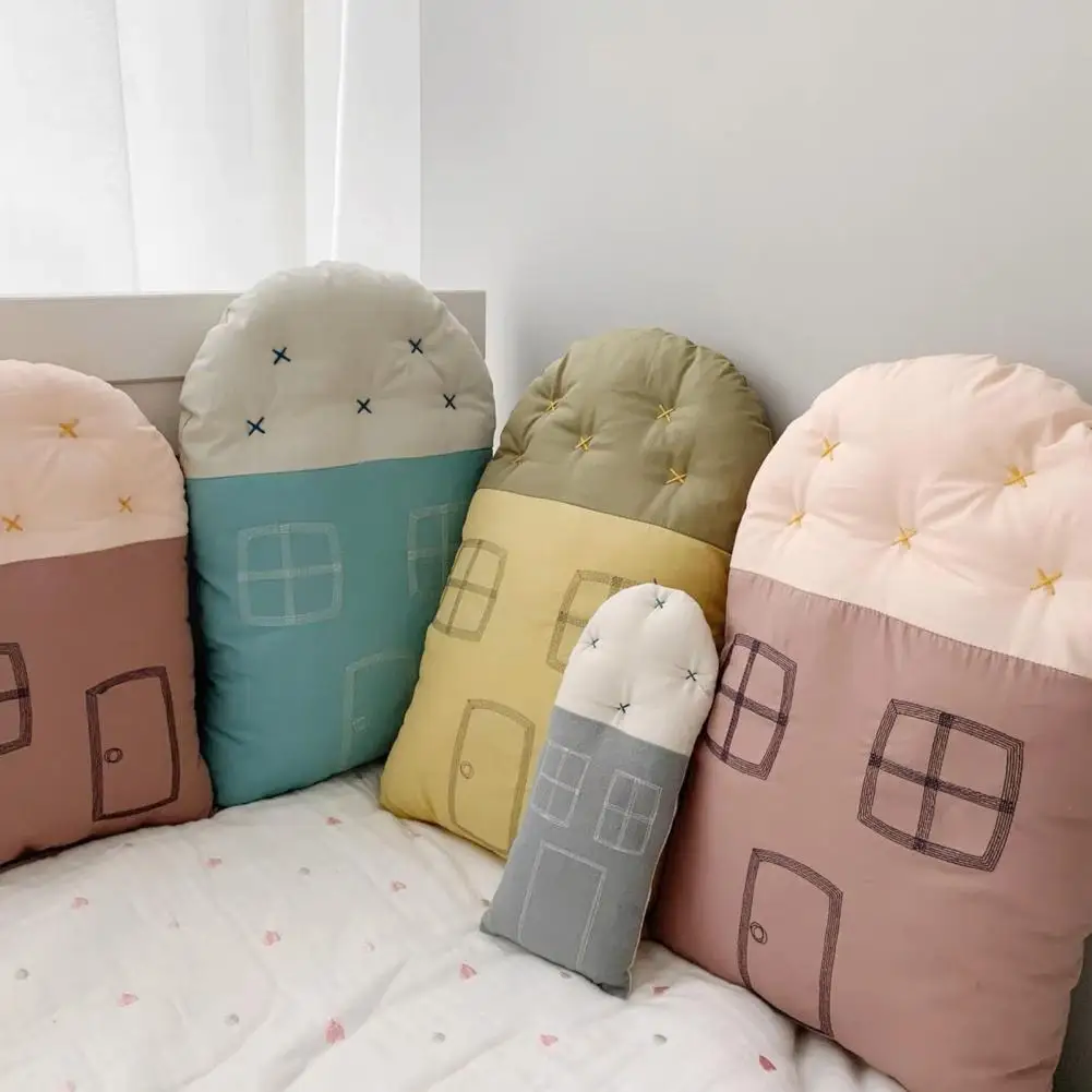 Ultra-fine Plush Material Pillow Soft Throw Pillow Creative Nordic Style Plush House Pillow Fluffy Companion for Girls' Bedroom