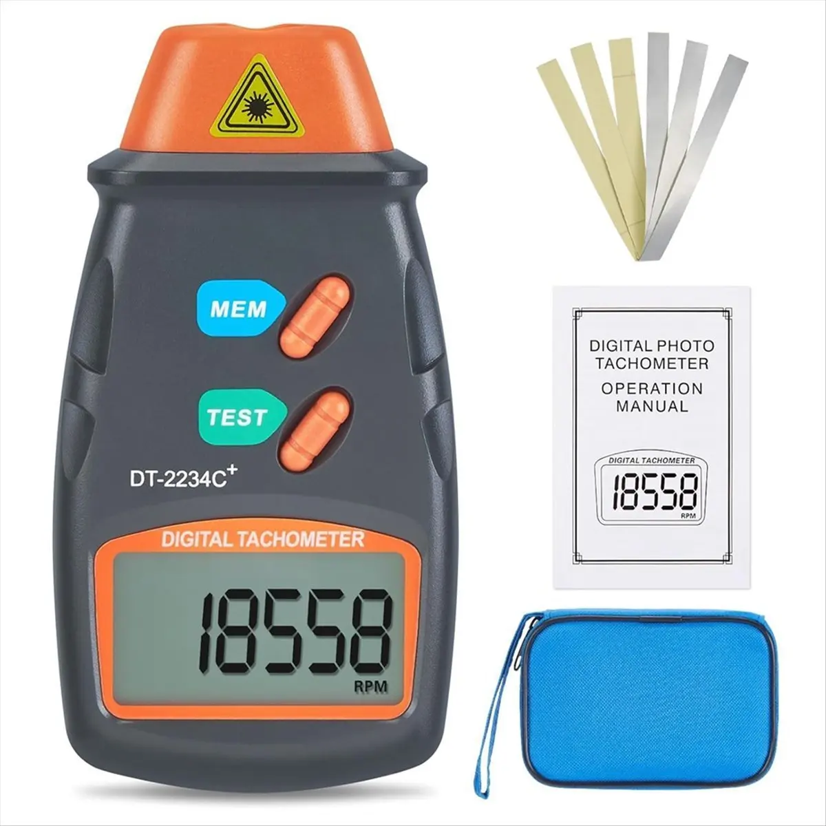 MALL Digital Laser-Photo Tachometer Non Contact RPM Tach, Noncontact Laser-Photo Sensor with 2.5RPM to 99999 RPM