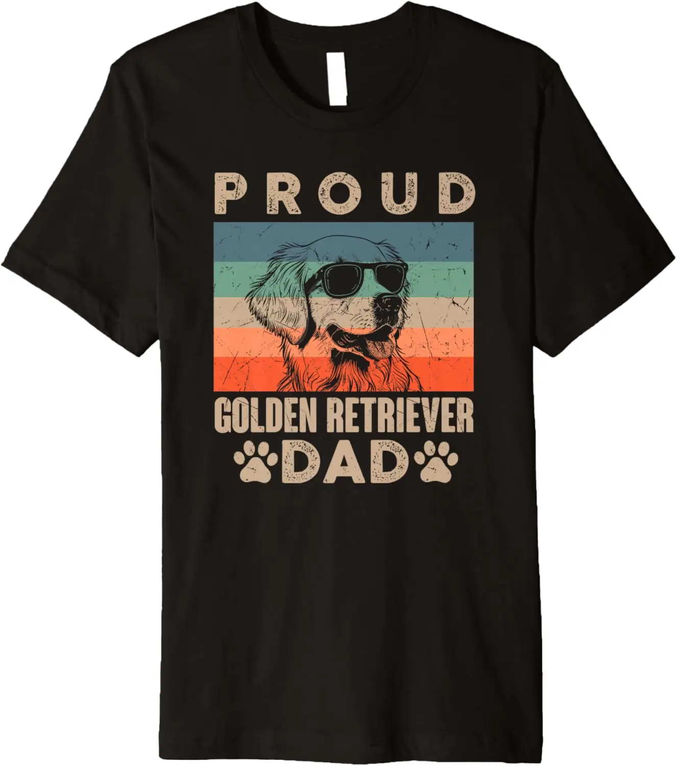 

Vintage Proud Golden Retriever Dad Gifts for Men Dog Rescue Premium T-Shirt