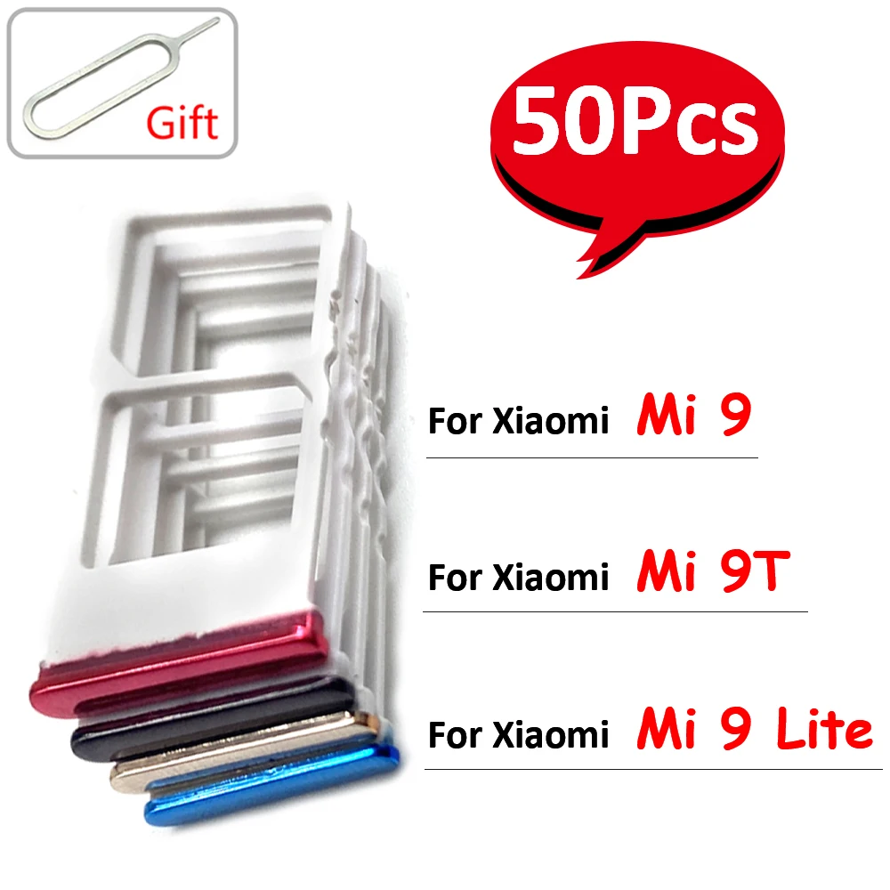 50Pcs，NEW Dual Card SIM Card Tray Chip Slot Holder Replacement Part For Xiaomi Mi 9T / Mi 9 / Mi 9 Lite Mobile Phone Adapter