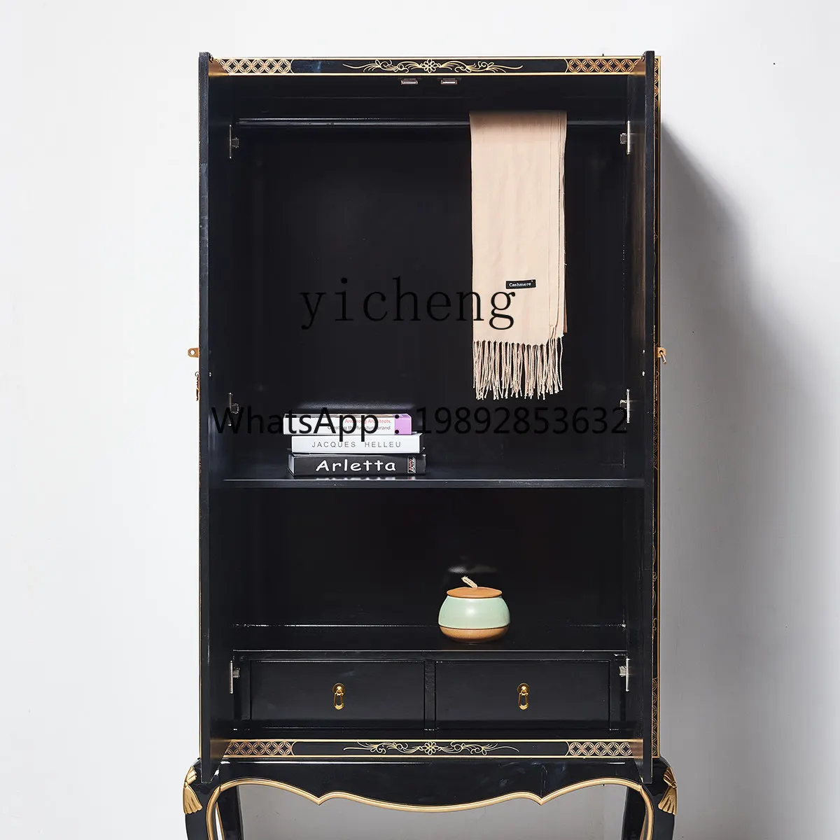 

HYS-Entryway Wardrobe Multifunctional Sideboard Cabinet Overall New Chinese Style Light Luxury Solid Wood Wine Cabinet
