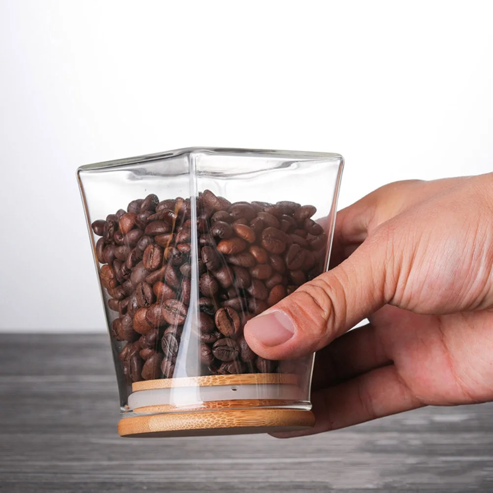 

Glass Storage Tank Airtight Food Container Wooden Lid Moistureproof Storage Jar Glass Can for Tea Nuts Seasoning Kitchen Home