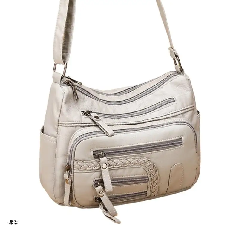 D0UD Leather Bag for Women Girl Versatile Large Capacity Shoulder Bag Solid Color Bag