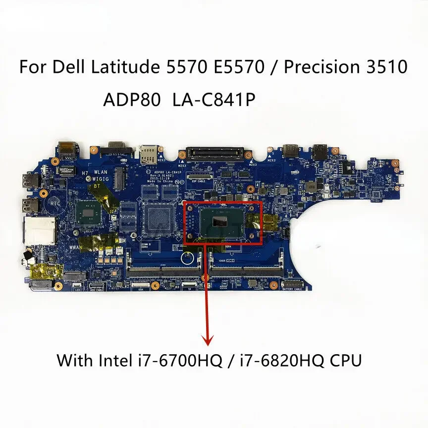 

For LA-C841P Dell Latitude E5570 Precision 3510 M3510 main board I5 I7 CPU DDR4- Used