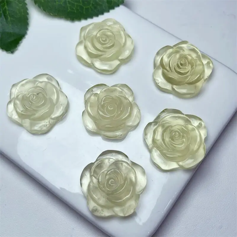 5PCS Natural Citrine Flower Carving Healing Fengshui Crystal Reiki DIY Jewelry Accessories Holiday Gift 28MM