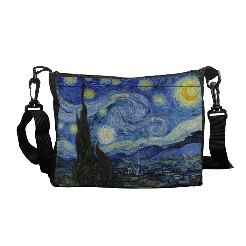 Van Gogh Starry Night Handbag Women Canvas Tote Bag Michelangelo David Messenger Bag Mona Lisa Leisure Shoulder Bags