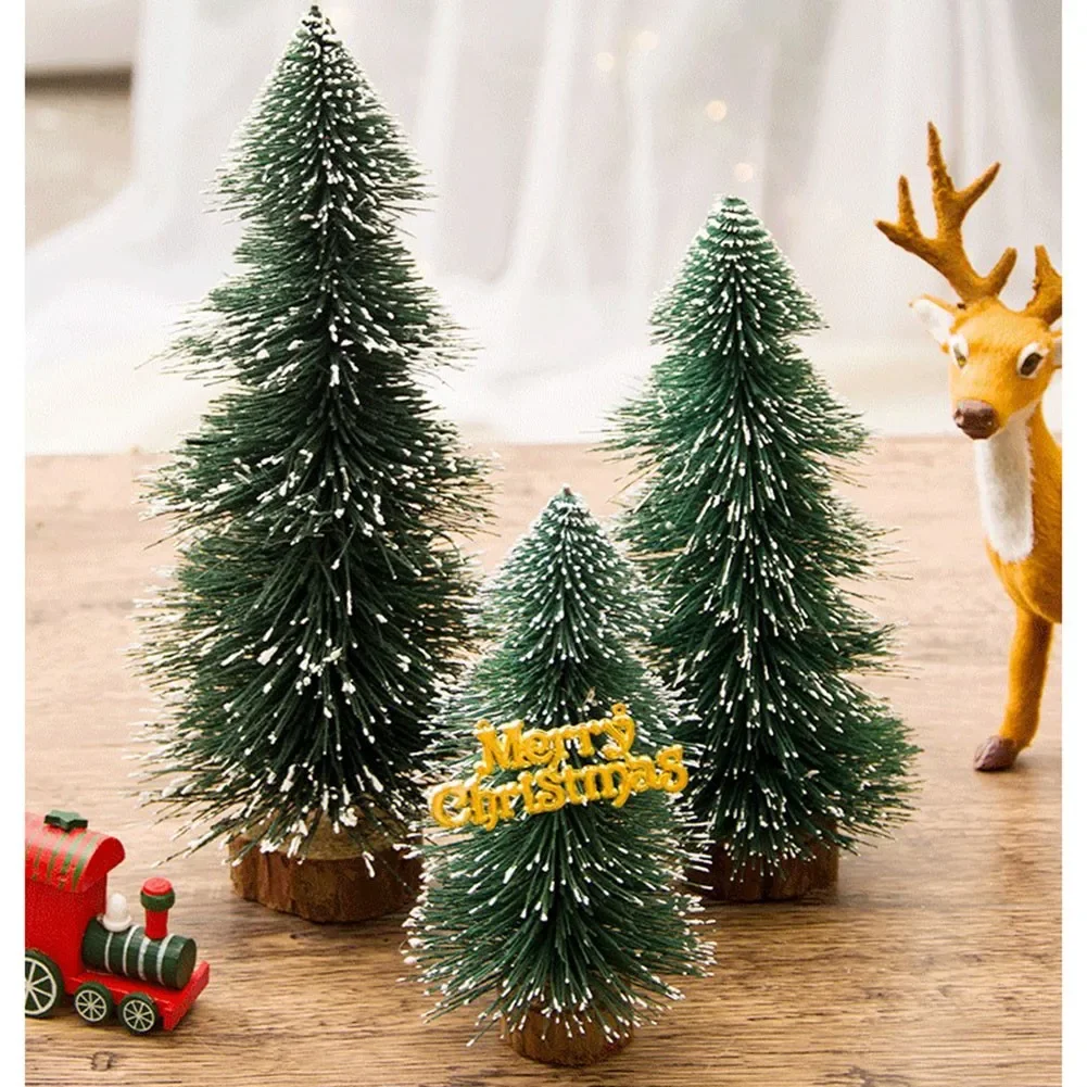 Pine Christmas Tree White Cedar Desktop Small Christmas Tree Decoration Winter Snow Ornaments Trees For Xmas Party Home Party