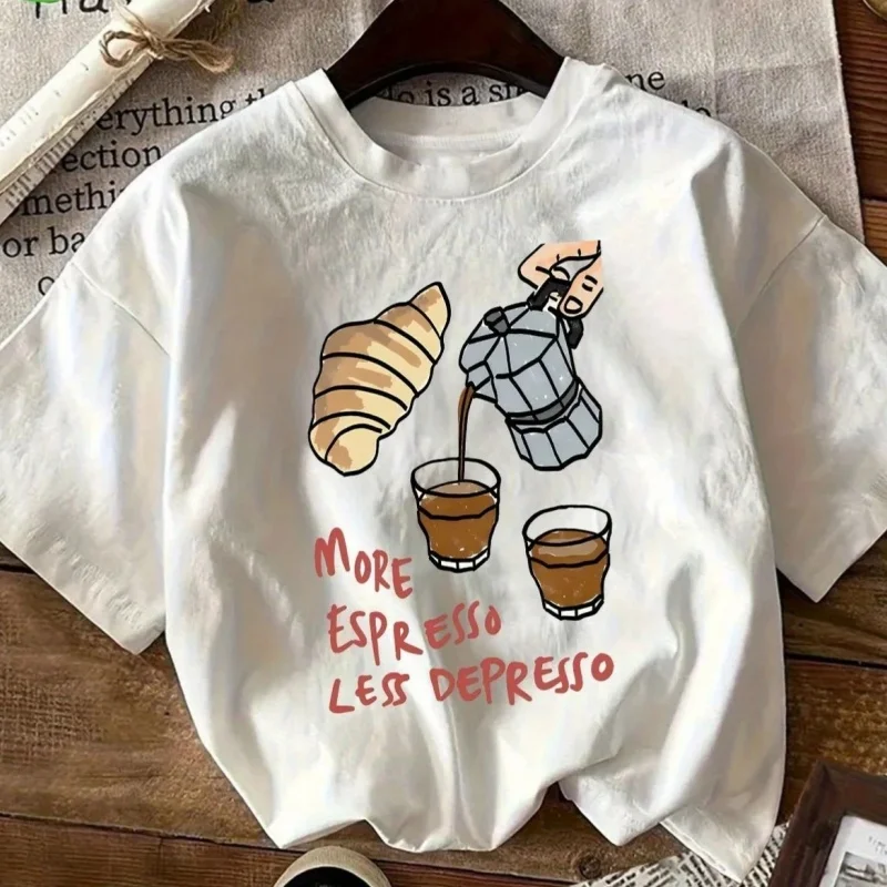 2026 Drink More Concentrated and Less Depressed Coffee, Can Sing Printed T-Shirt, Harajuku Style Casual Short-Sleeved Shirt