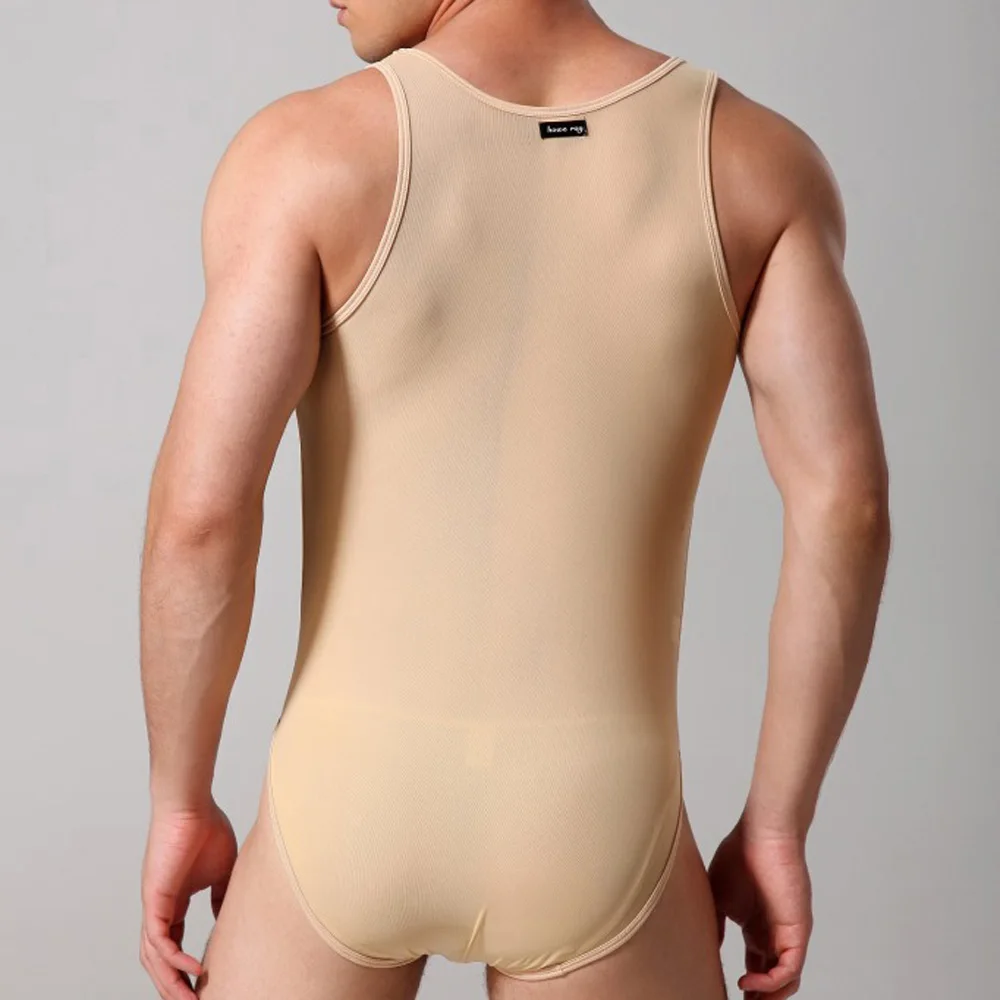 الرجال موضة جديدة عادية جديدة انظر من خلال مثير الكبار زي لينة أكمام الجولة الرقبة رومبير مطاطا ينغيرييس مثير الساخن ارتداءها