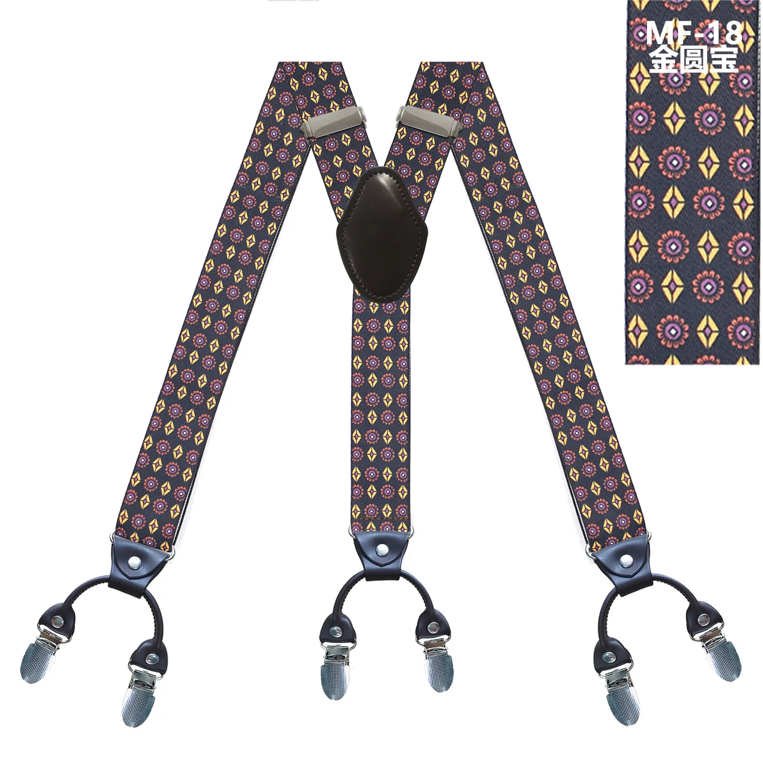 Fashion Suspenders leather 6 Clips Braces Vintage Casual Suspensorio Tirante Trousers Strap bretele Father/Husband\'s Gift
