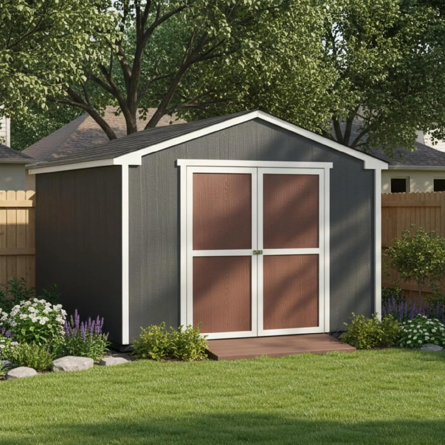 10x12 Wooden Storage Shed DIY Outdoor Garden Tool House Without Floor Kit Paint Roofing Shingles, Customized