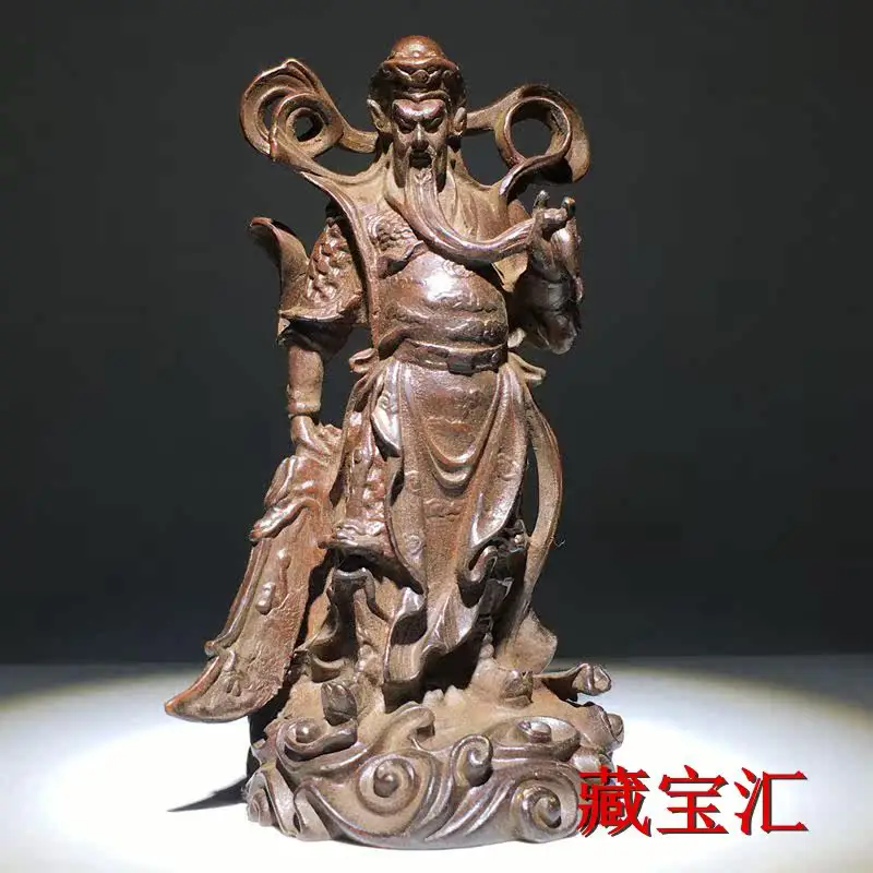 Old Treasures Antique Bronze Guan Erye Statue God of Wealth Guan Gong Standing Ornament for Home Collection Decoration