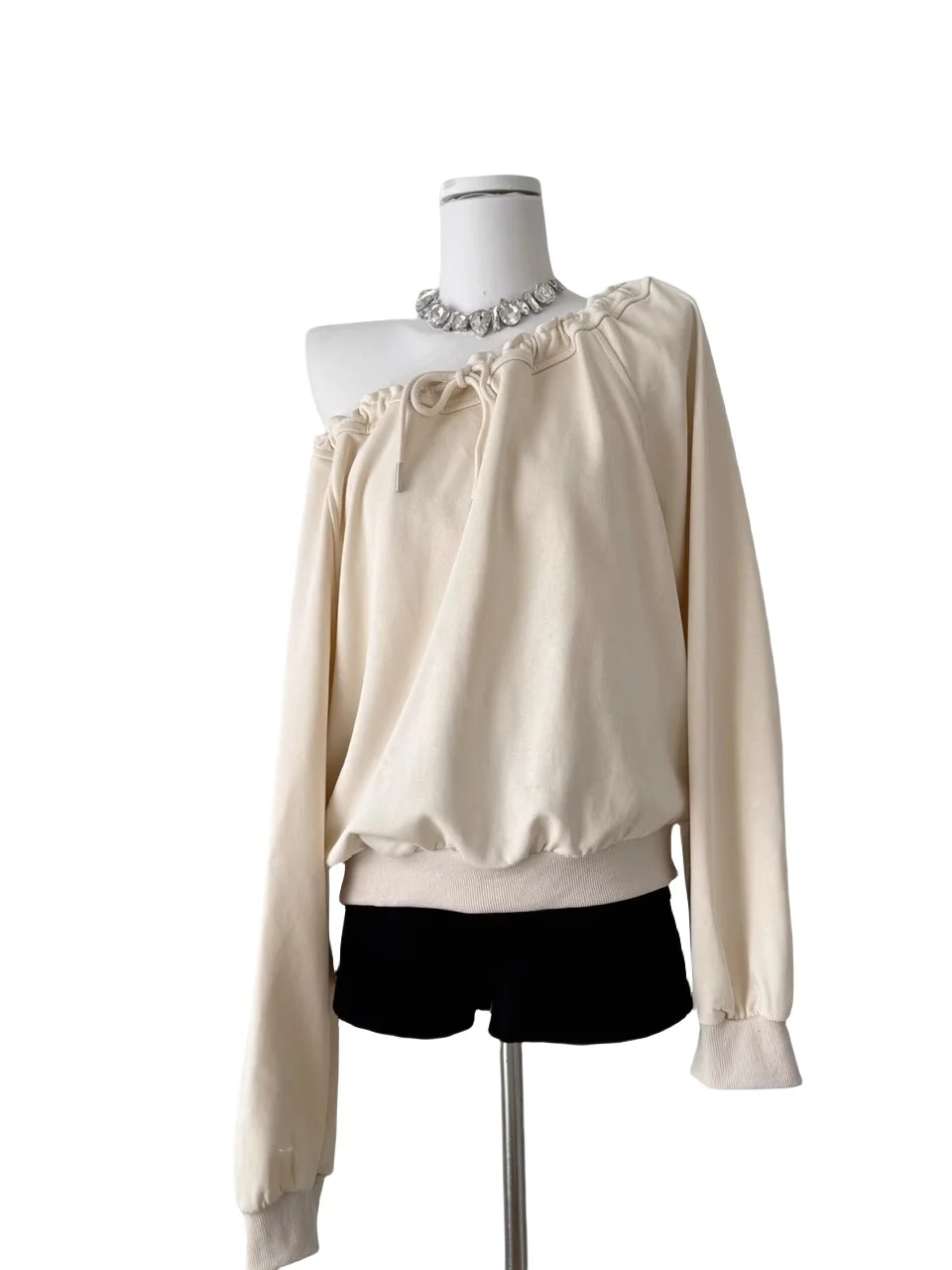 Suda Hoada con Cordón para Mujer, Sin Mangas, Manga Larga, Estilo Deado, Hombros Descubiertos, Estilo Otoñal, Nuevo, ...