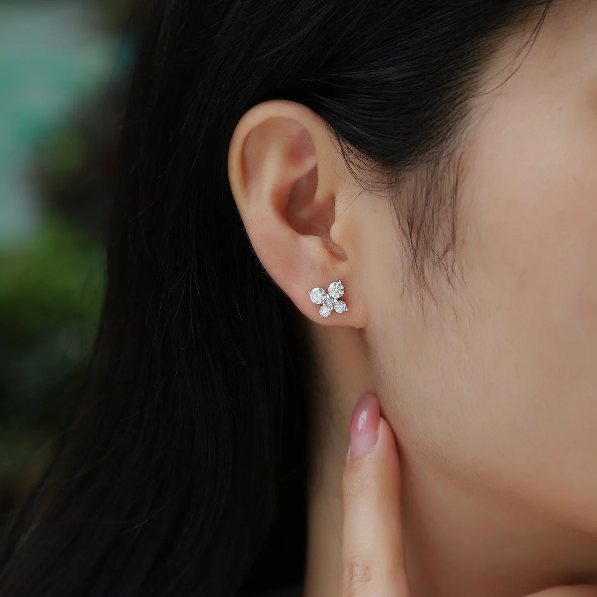 JH D VVS1 فراشة مويسانيتي مستديرة وأقراط للنساء رجل 4 أحجار S925 قرط فضي الاسترليني مع GRA هدية مجوهرات