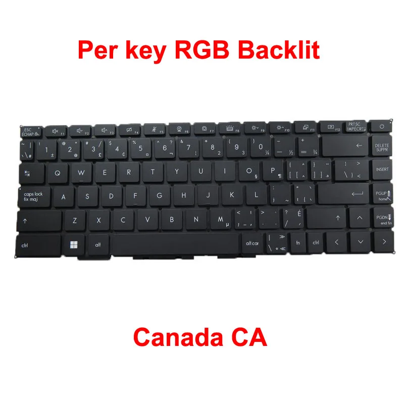 YD Per key RGB Backlit UK TR AR CA CS PO Keyboard For MSI Creator Z16 A11UE A11UET A12U A12UET Canada TurkeyBlack Without Frame