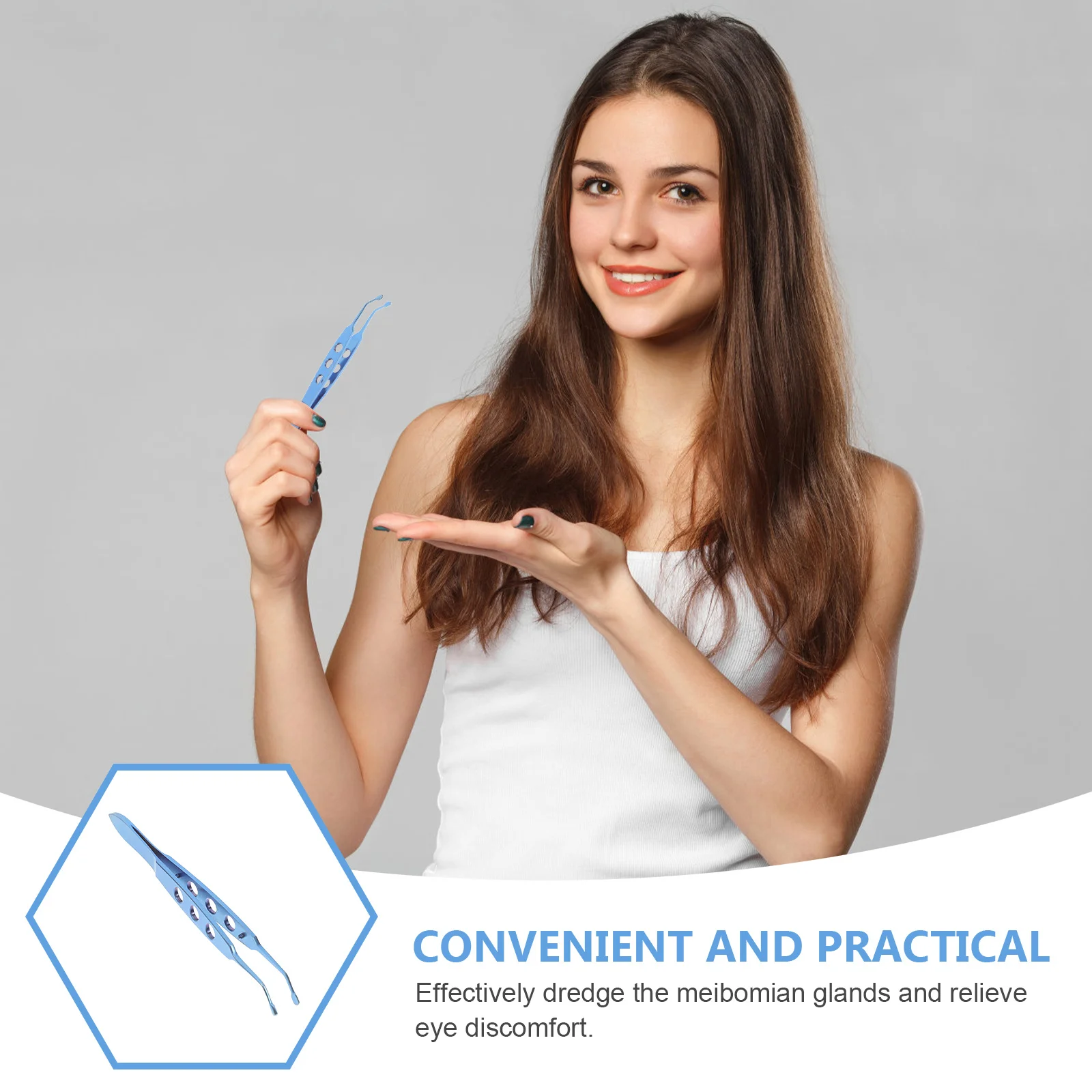 ที่หนีบกระตุ้นการไหลของน้ำมันตาแบบโลหะ เครื่องมือสำหรับบรรเทาอาการตาเมื่อยล้า พกพาสะดวก อุปกรณ์เสริมความงามสำหรับผู้หญิง ดูแลผิว