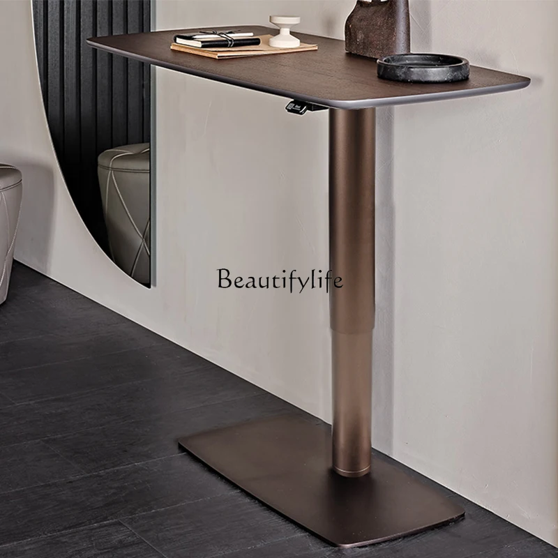 Hijs Mobiel Bureau Italiaanse Rotsplaat Minimalistische Luxe Massief Houten Salontafel