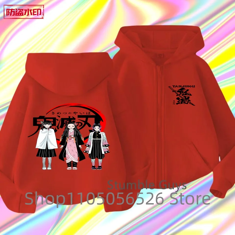 الأطفال سستة نمط القمم معطف شيطان القاتل صبي الفتيات هوديي مناسبة سن 3-12 الاطفال البلوز موضة أنيمي تأثيري الملابس