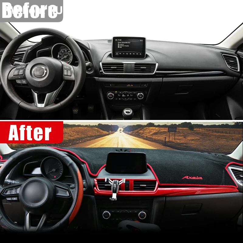 لمازدا 3 BM BN Axela 2014 2015 2016 2017 2018 غطاء لوحة سيارة الشمس الظل حصيرة تجنب منصات مضيئة المضادة للأشعة فوق البنفسجية السجاد الملحقات