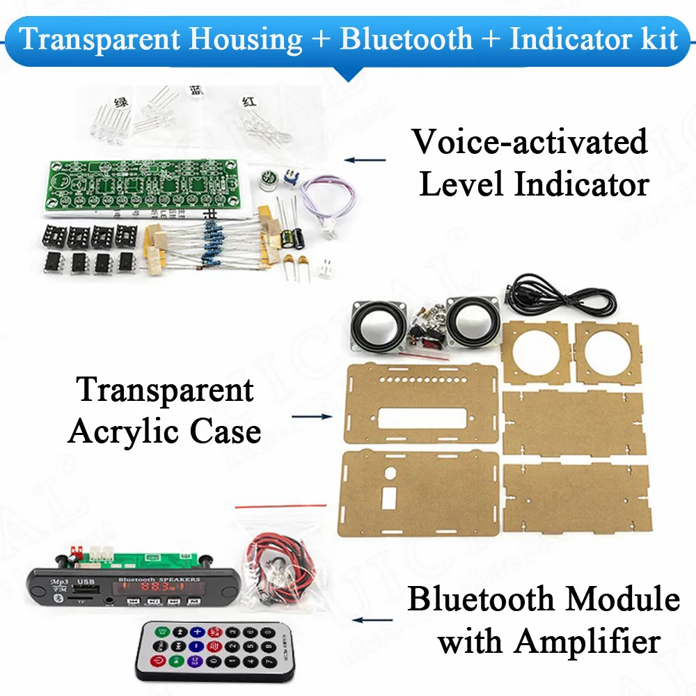 Imagem -06 - Diy Bluetooth Speaker Kit com Rádio fm Faça Você Mesmo Projeto de Solda Prática Montagem Solda Componente Eletrônico 2x3w