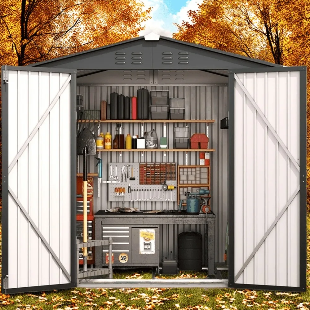 

Lockable Lofka 6x4 FT Outdoor Storage Shed Clearance - All-Weather Resistant Garden Shed