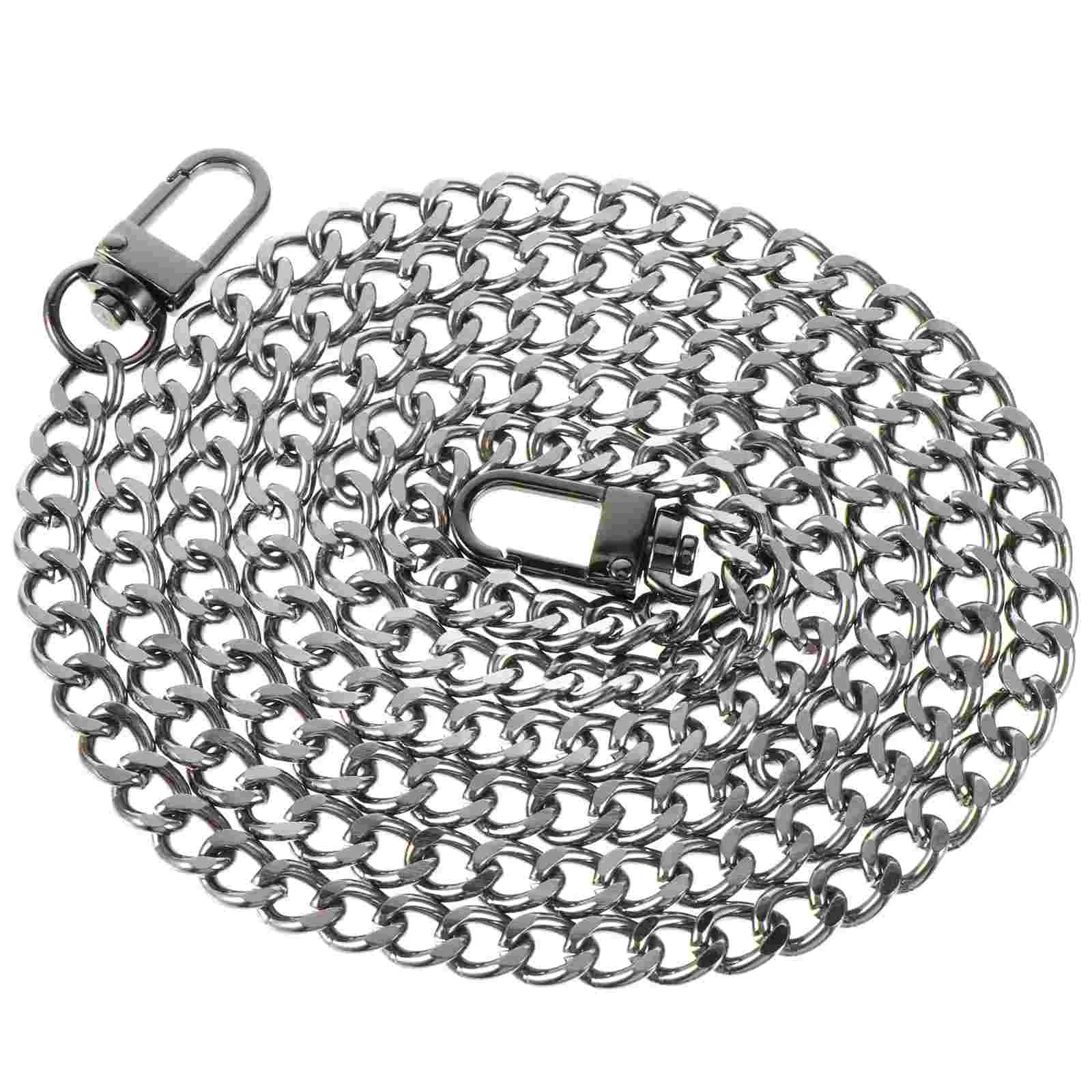 

Straps Metal Clad Chain Messenger Bag for Women Handbag Black Alloy Purse Miss