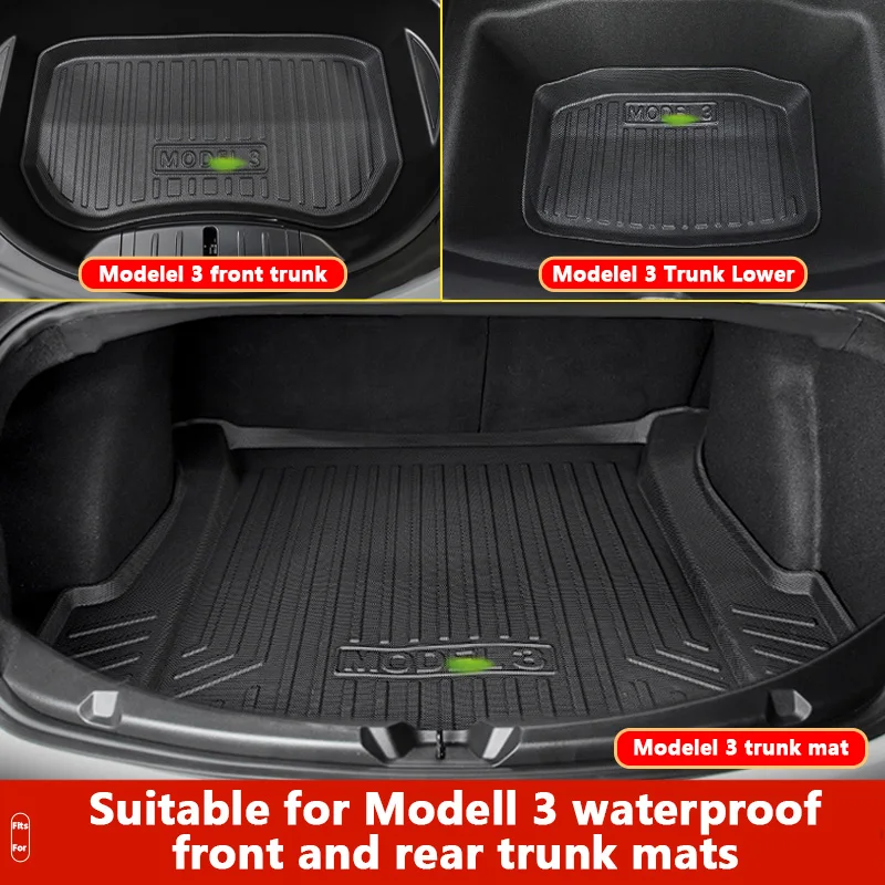 3pcs/set New T3Y-1003 for Tesla model 3 2017-2020 year or 2021+  trunk mat TPE material