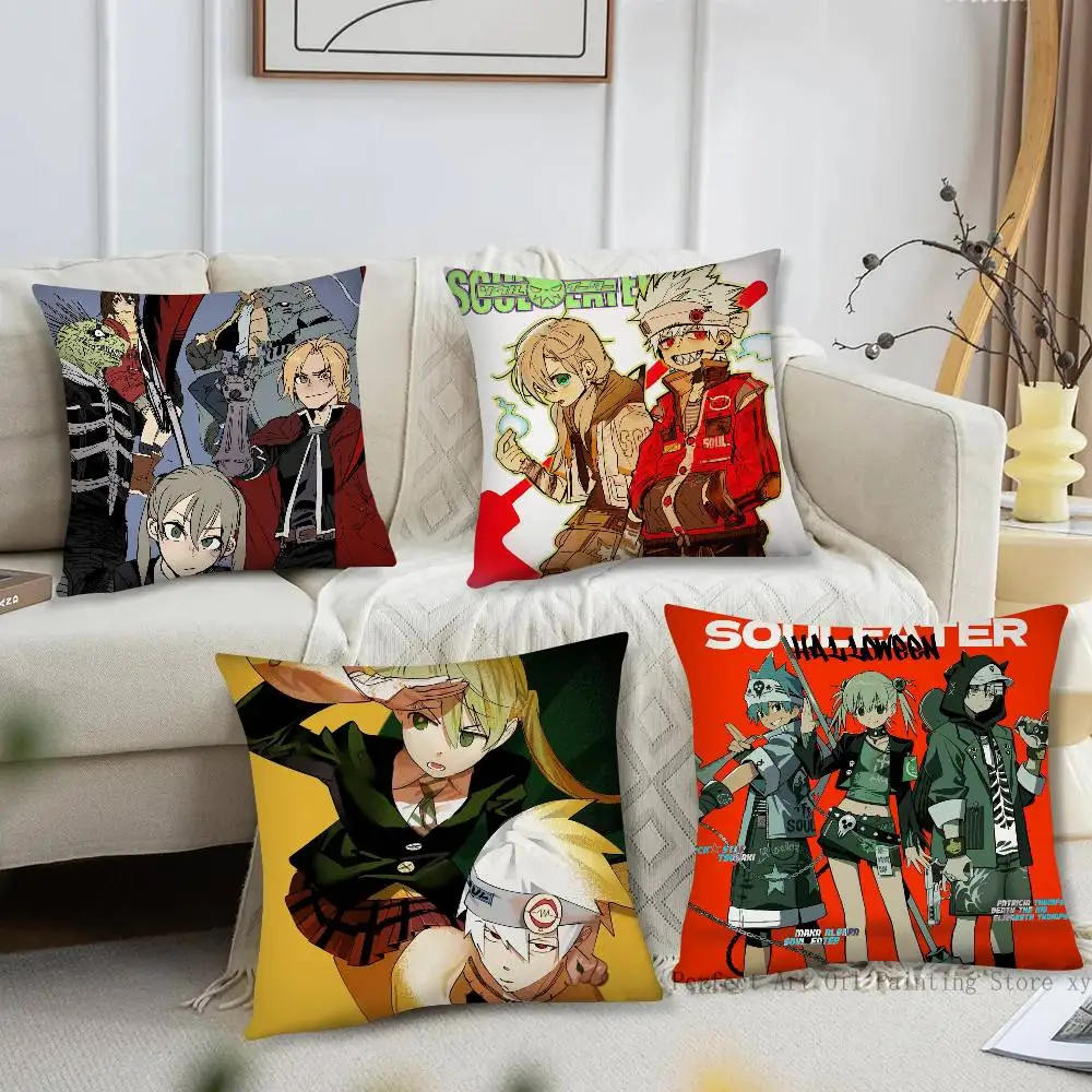 S-Soul E-Eater Animation Pillow Case Fashion Square Pillowcase Bedroom Sofa Room Ins Decoration Leisure