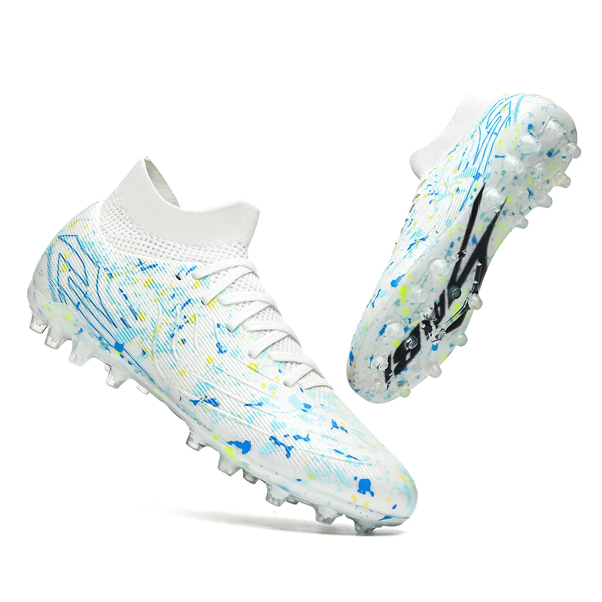 Men AG FG Grass Cleats, Reinforced Ankle Protection, Shock Absorbing Insole, For Hard Natural & Slightly Artificial Grass Field
